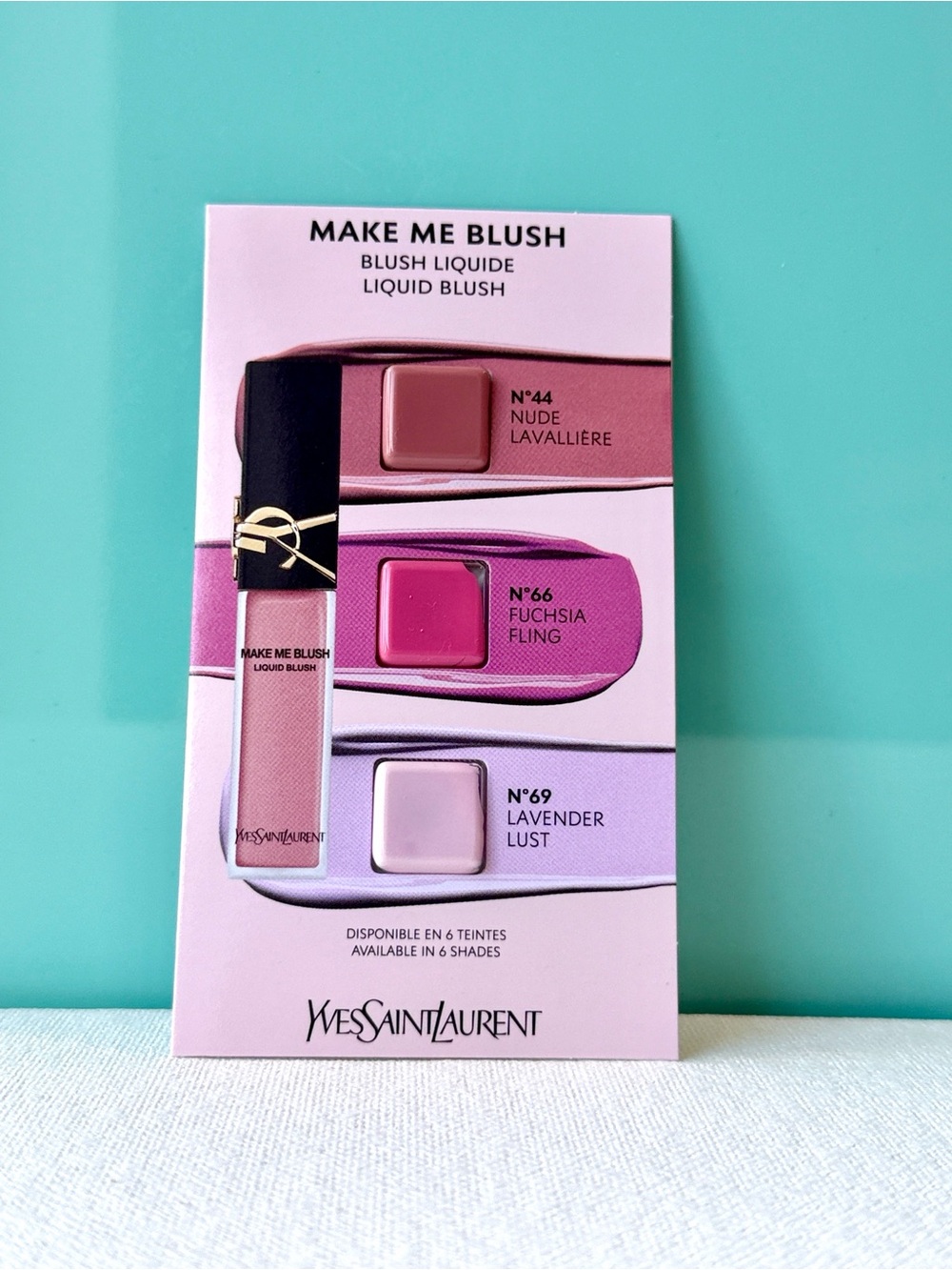 💙 5/$25 Beauty • YSL Make Me Blush Liquid Blush — 3-Shade Sample Card • NEW